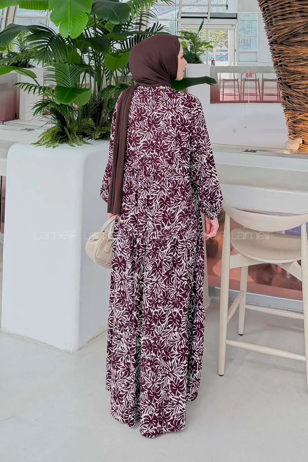 Lamelif Katleya Model Elbise Bordo - 4