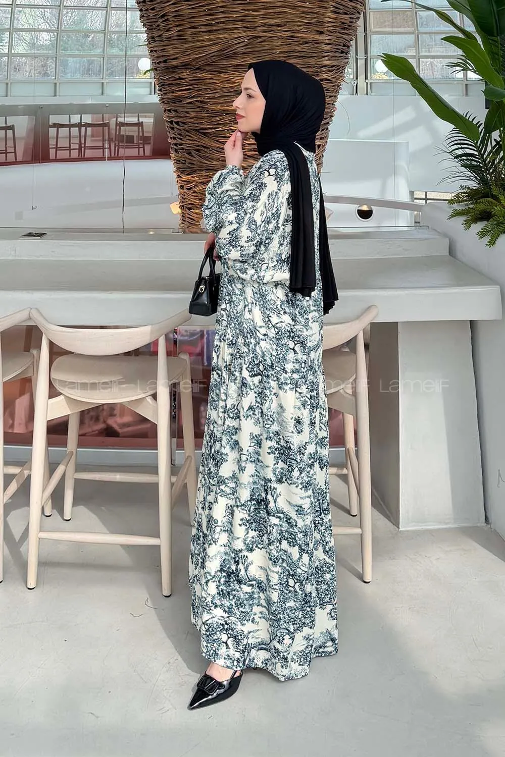 Lamelif Katleya Model Elbise Füme - 2