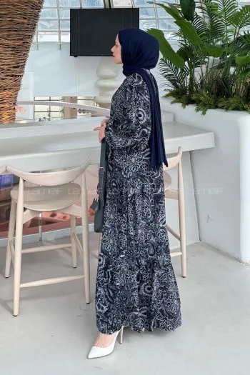 Lamelif Katleya Model Elbise Antrasit