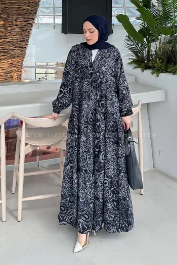 Lamelif Katleya Model Elbise Antrasit