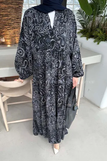 Lamelif Katleya Model Elbise Antrasit