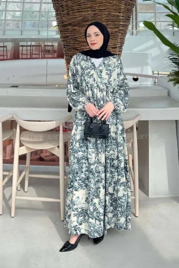 Lamelif Katleya Model Elbise Füme