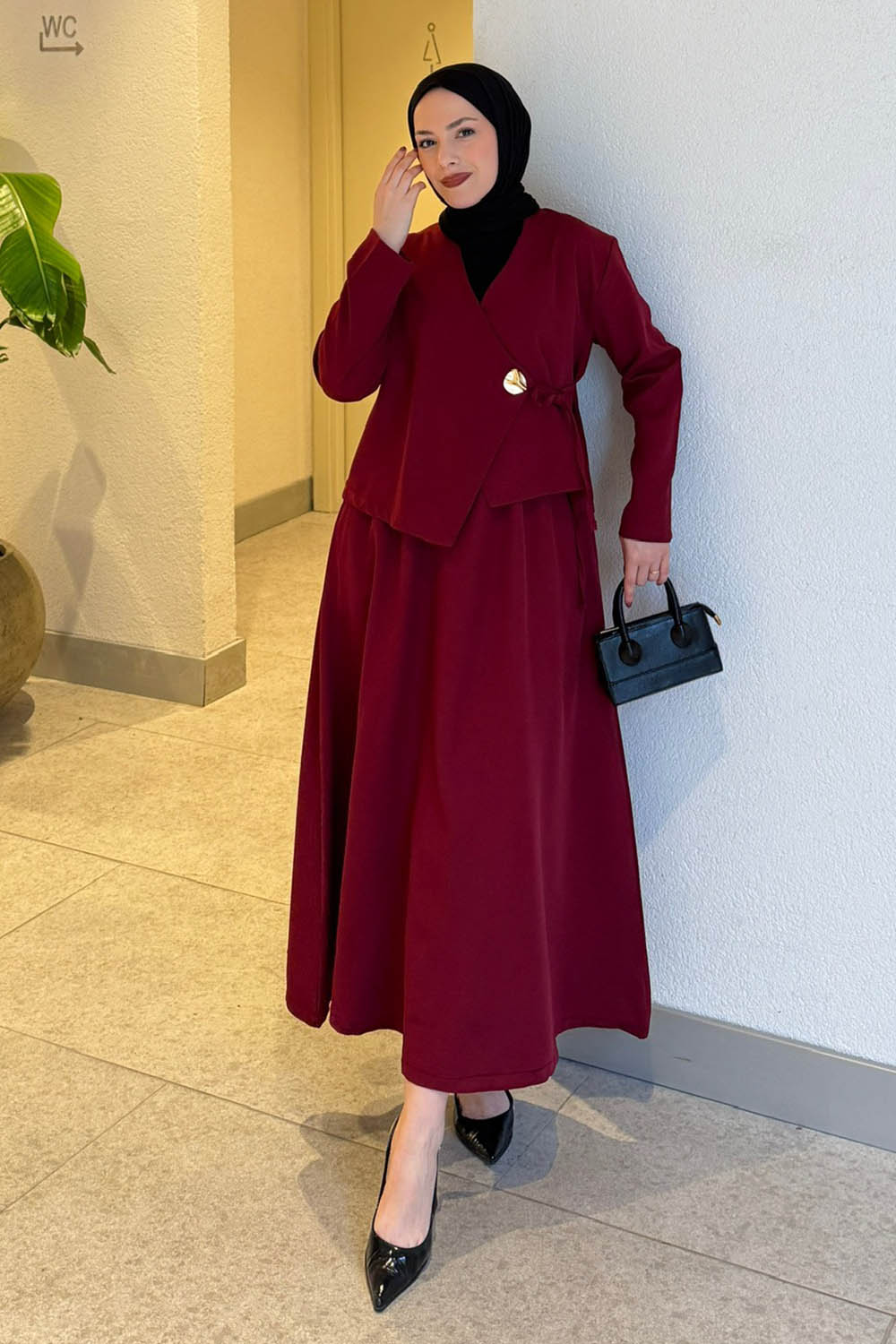 Şalvarlı Takım Bordo